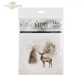   Rizspapír decoupage-hoz - Erdei állatok téli tájjal  14,8x14,8cm 6db/cs