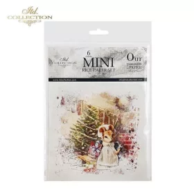   Rizspapír decoupage-hoz - Téli egérkék 14,8x14,8cm 6db/cs