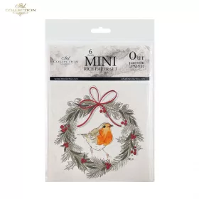   Rizspapír decoupage-hoz -  Madárka koszorúban 14,8x14,8cm 6db/cs
