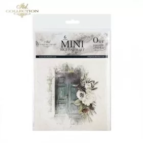   Rizspapír decoupage-hoz - Vintage ajtók virágokkal 14,8x14,8cm 6db/cs