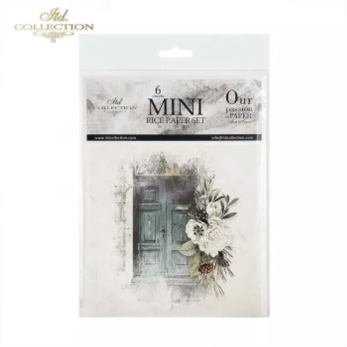 Rizspapír decoupage-hoz - Vintage ajtók virágokkal 14,8x14,8cm 6db/cs