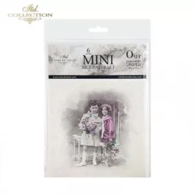   Rizspapír decoupage-hoz - Vintage húsvéti gyerekfotók 14,8x14,8cm 6db/cs