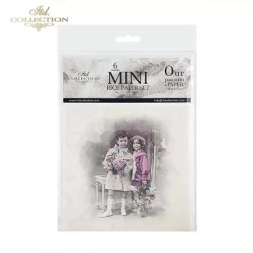 Rizspapír decoupage-hoz - Vintage húsvéti gyerekfotók 14,8x14,8cm 6db/cs