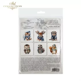   Rizspapír decoupage-hoz - Aranyos téli állatok 2. 14,8x14,8cm 6db/cs