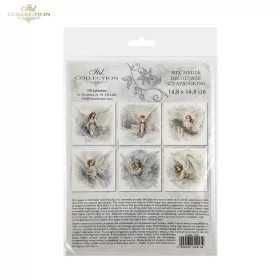 Rizspapír decoupage-hoz - Téli angyalok 14,8x14,8cm 6db/cs