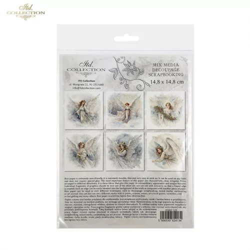 Rizspapír decoupage-hoz - Téli angyalok 14,8x14,8cm 6db/cs