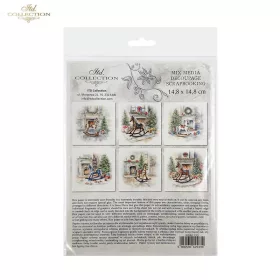   Rizspapír decoupage-hoz - Karácsonyi hintalovak  14,8x14,8cm 6db/cs
