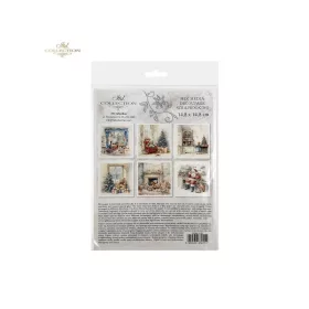   Rizspapír decoupage-hoz - Mikulás ajándékokkal és karácsonyfáva 14,8x14,8cm 6db/cs