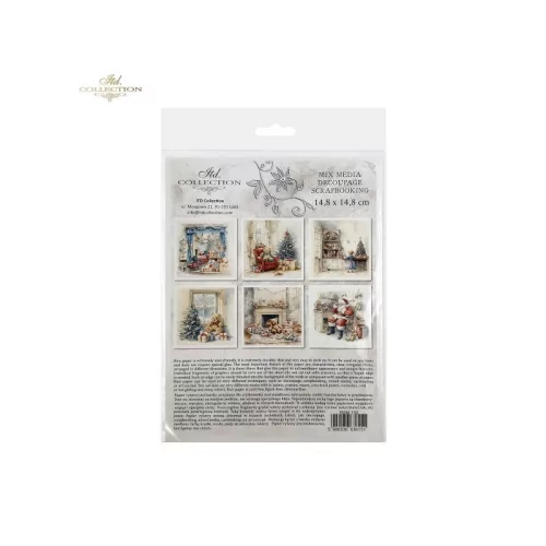Rizspapír decoupage-hoz - Mikulás ajándékokkal és karácsonyfáva 14,8x14,8cm 6db/cs