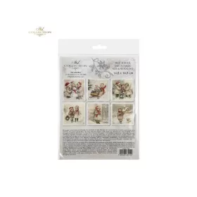   Rizspapír decoupage-hoz - Vintage karácsonyi gyerekek 14,8x14,8cm 6db/cs