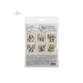   Rizspapír decoupage-hoz-Nosztalgikus téli kislányok 14,8x14,8cm 6db/cs