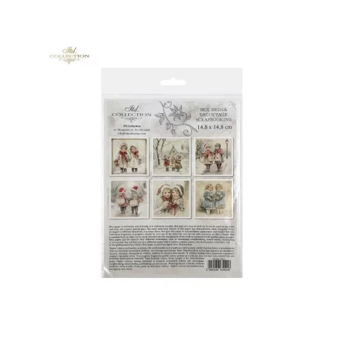 Rizspapír decoupage-hoz-Nosztalgikus téli kislányok 14,8x14,8cm 6db/cs