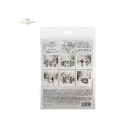   Rizspapír decoupage-hoz-Téli örömök gyerekekkel 14,8x14,8cm 6db/cs