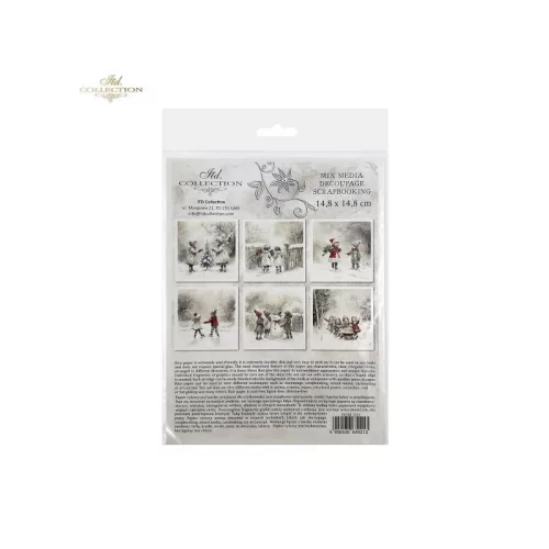 Rizspapír decoupage-hoz-Téli örömök gyerekekkel 14,8x14,8cm 6db/cs