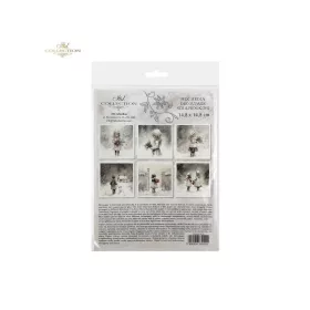   Rizspapír decoupage-hoz-Havas téli jelenetek gyerekekkel 14,8x14,8cm 6db/cs