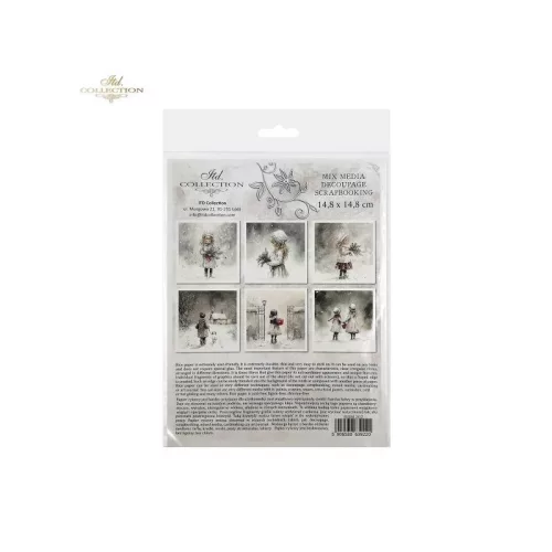 Rizspapír decoupage-hoz-Havas téli jelenetek gyerekekkel 14,8x14,8cm 6db/cs