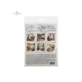   Rizspapír decoupage-hoz - Karácsonyi otthon fenyőfával 14,8x14,8cm 6db/cs