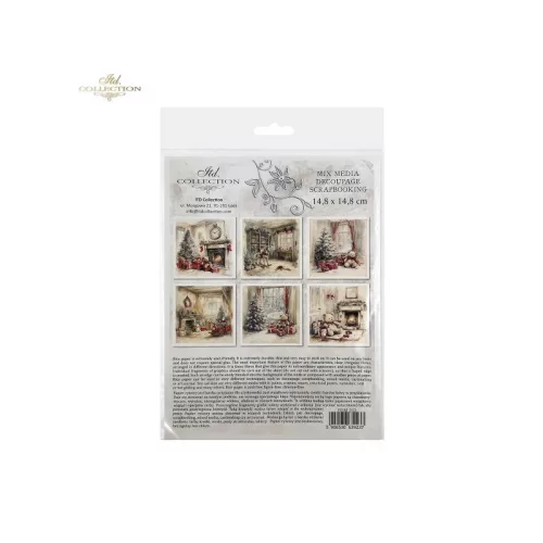 Rizspapír decoupage-hoz - Karácsonyi otthon fenyőfával 14,8x14,8cm 6db/cs