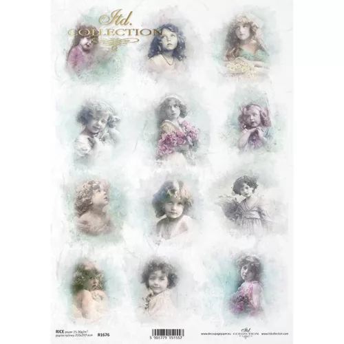Rizspapír decoupage-hoz vintage személyek A4