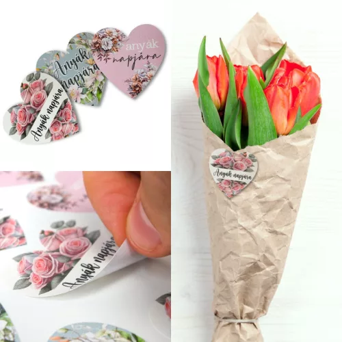 Matrica - anyák napjára szív 3 féle 15db/lap