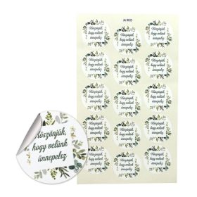   Matrica - köszönjük, hogy velünk... - zöld leveles 15db/lap