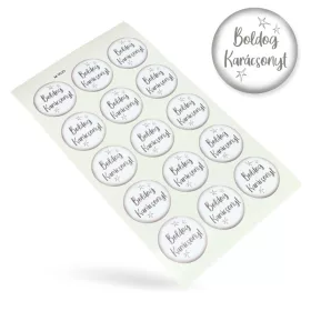 Matrica - Boldog karácsonyt fehér-szürke 15db/lap