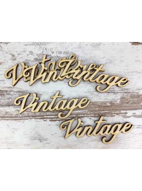 Natúr fa - "Vintage" felirat 10cm 5db/csomag
