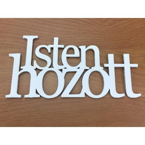 Fa - "Isten hozott" felirat koszorúra 7x14cm fehér