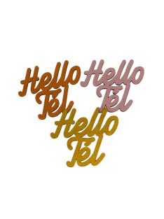   Arany "Hello Tél" felirat színes 8x8cm 3db/csomag