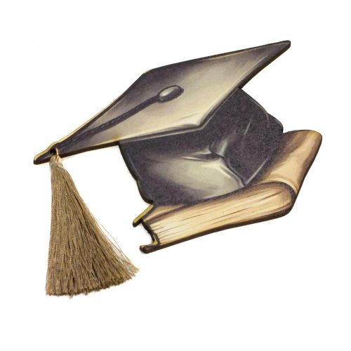 Nyomtatott fa tábla - Diplomaosztó kalap bojttal 11,8cm