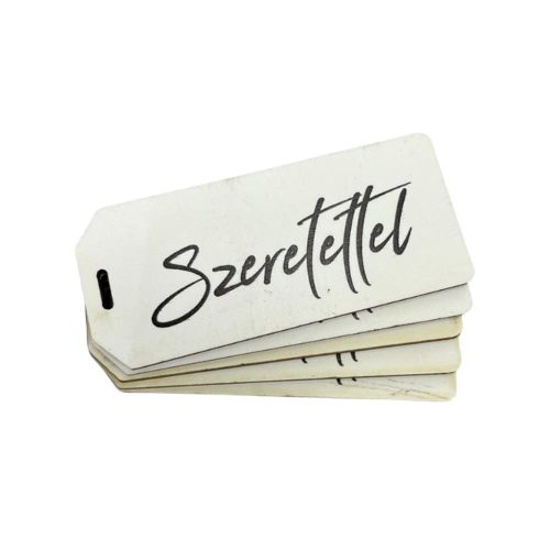 Nyomtatott dekorkarton - Szeretettel biléta fehér 5db/csomag