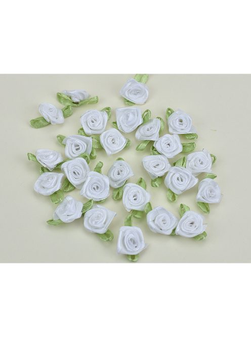 Szatén rózsafejek fehér 25db/csomag