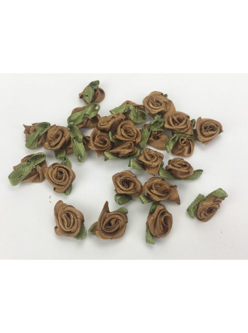 Szatén rózsafejek barna 25db/csomag