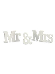 Mr&Mrs fa asztali felirat fehér
