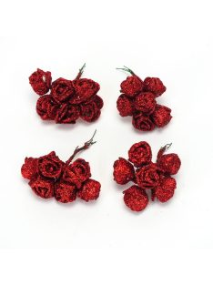 Rózsa csokor csillámos piros 6 fejes 4cs/csomag