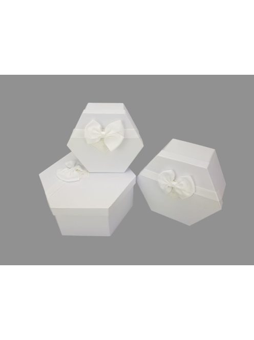 FEHÉR-fehér tetővel papír doboz hatszög 3db