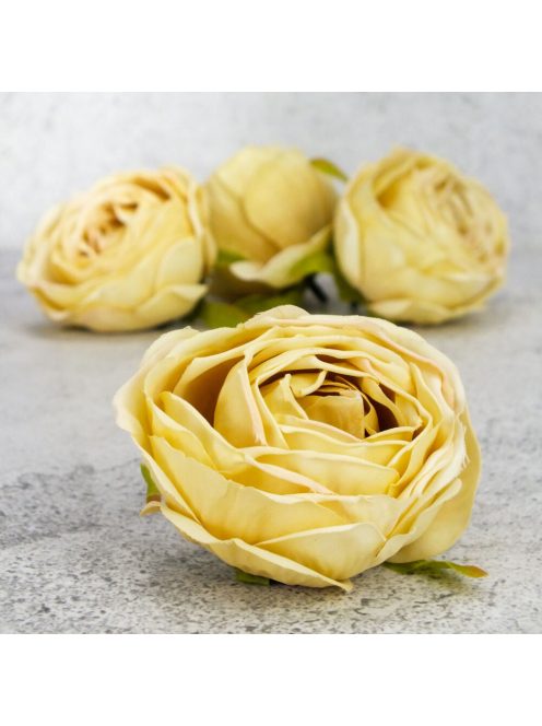 Százlevelű rózsa fej - krém sárga 4db/csomag