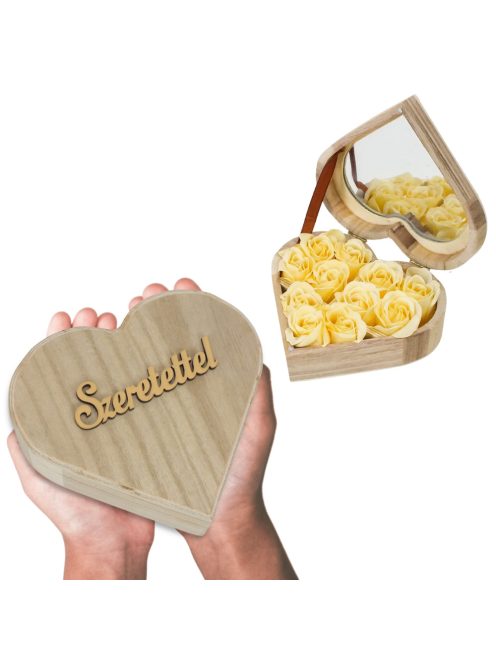 Szappanrózsa szív dobozban "Szeretettel" felirattal krém