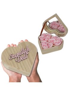   Szappanrózsa szív dobozban "Szeretlek dédi" felirattal rózsaszín