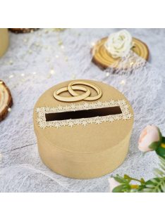 Esküvői persely natur csipkés 20cm + Gyűrű