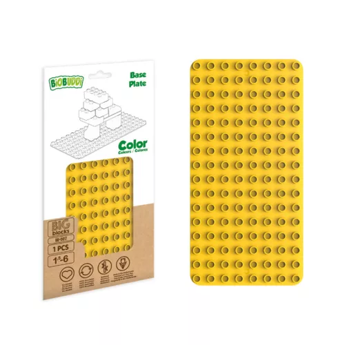 BiOBUDDi BB-0017 | építőjáték alaplap nagy méretű kockákhoz - 100% kompatibilis minden más kedvelt márka nagy méretű kockáival | 8x16 bütyök sárga
