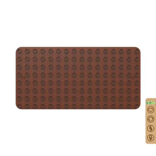 BiOBUDDi® BB-0017 | építőjáték alaplap nagy méretű kockákhoz - 100% kompatibilis minden más kedvelt márka nagy méretű kockáival | 8x16 bütyök barna