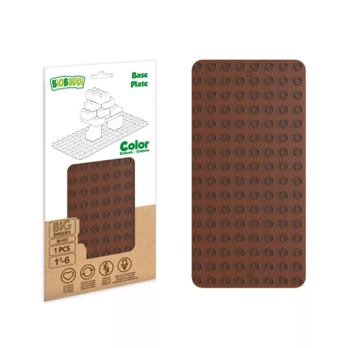 BiOBUDDi BB-0017 | építőjáték alaplap nagy méretű kockákhoz - 100% kompatibilis minden más kedvelt márka nagy méretű kockáival | 8x16 bütyök barna