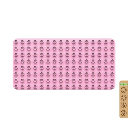 BiOBUDDi® BB-0017 | építőjáték alaplap nagy méretű kockákhoz - 100% kompatibilis minden más kedvelt márka nagy méretű kockáival | 8x16 bütyök világos rózsazsín