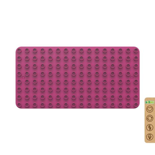 BiOBUDDi® BB-0017 | építőjáték alaplap nagy méretű kockákhoz - 100% kompatibilis minden más kedvelt márka nagy méretű kockáival | 8x16 bütyök fukszia