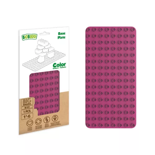 BiOBUDDi BB-0017 | építőjáték alaplap nagy méretű kockákhoz - 100% kompatibilis minden más kedvelt márka nagy méretű kockáival | 8x16 bütyök fukszia
