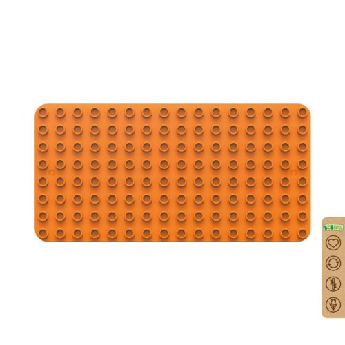 BiOBUDDi® BB-0017 | építőjáték alaplap nagy méretű kockákhoz - 100% kompatibilis minden más kedvelt márka nagy méretű kockáival | 8x16 bütyök narancssárga
