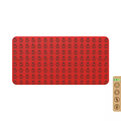 BiOBUDDi BB-0017 | építőjáték alaplap nagy méretű kockákhoz - 100% kompatibilis minden más kedvelt márka nagy méretű kockáival | 8x16 bütyök vörös