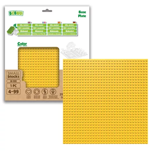 BiOBUDDi BB-0095 | építőjáték alaplap - 100% kompatibilis minden más kedvelt márkával | 32x32 bütyök sárga