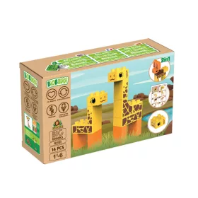   BiOBUDDi BB-0103 | bio építőjáték | Sztyeppe - 2 az 1-ben zsiráf vagy jávorszarvas - 100% kompatibilis minden más kedvelt márkával